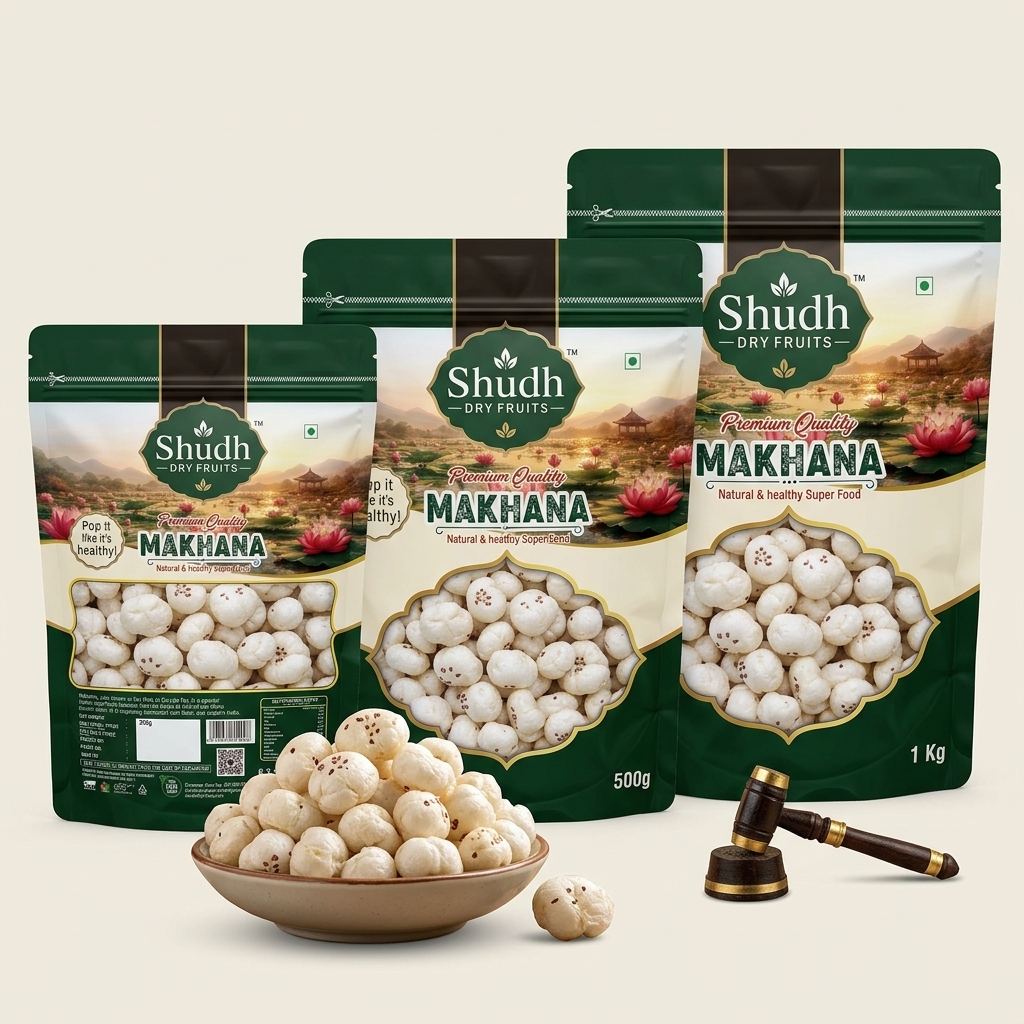 Shudh Plain Makhana 250g, 500g and 1 Kg packs together